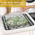 Spring White Daisy Flowers Dish Drying Mat - Image 7