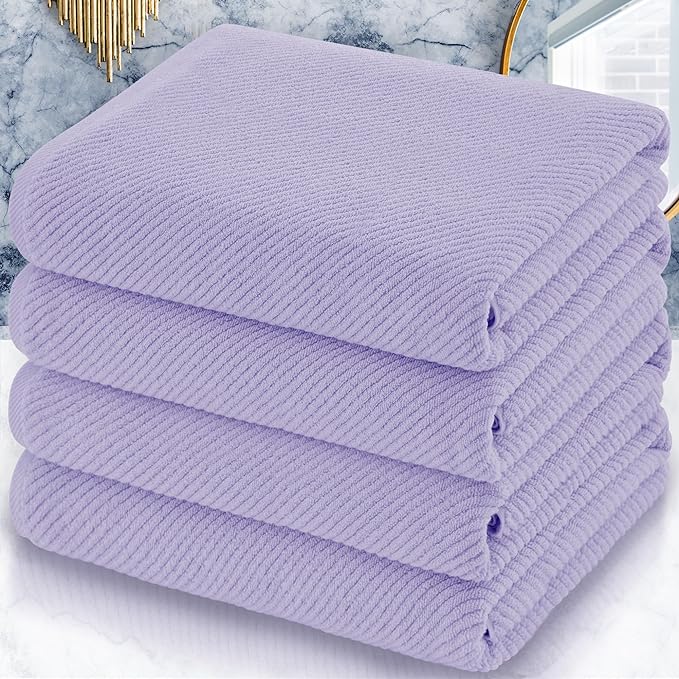 VOOVA & MOVAS Purple Bath Towels Set of 4, Large 30" x 56" by VOOVAMOVAS