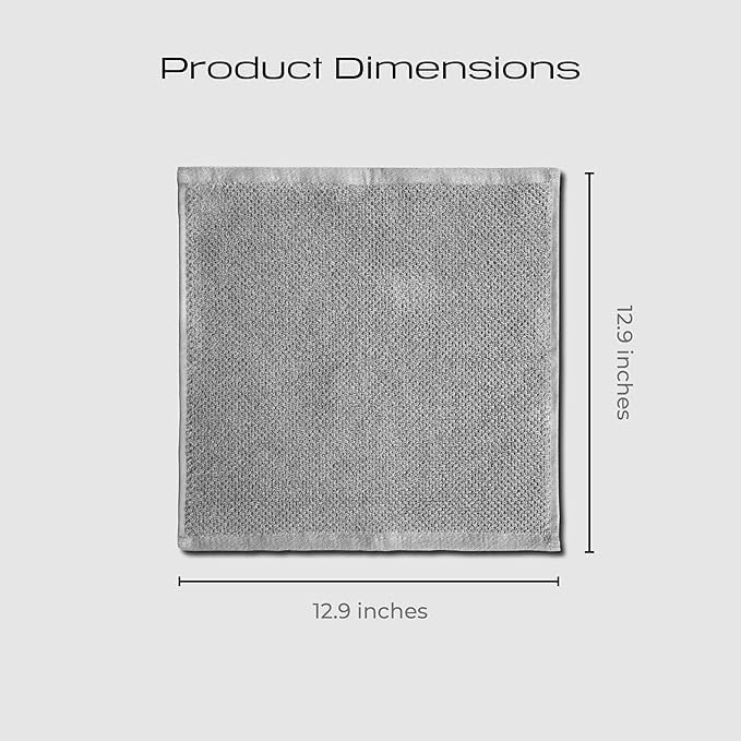 Luxury Silver-Infused Gray Washcloths 4-Pack, 12.9"x12.9" - Image 6