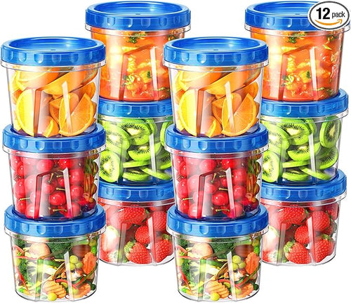 12 Pack-24 oz Freezer Storage Containers, Plastic Food Storage Containers by Unknown