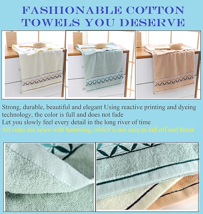 4 Pack Cotton Hand Towels, 100% Cotton Face Towels, - Image 5