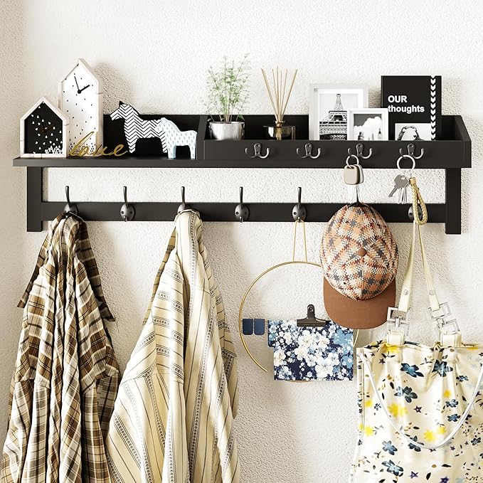 AMBIRD 35 inch Wall Hooks with Shelf, Coat Rack Wall Mount, Large Coat Hanger by AMBIRD