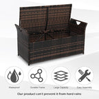 VINGLI 40 Gallon Outdoor Rattan Deck Box w/Cushion, Patio Wicker Storage Box, Garden Deck Storage Bin for Garden, Balcony, Porch, Pool, Yard, Brown - Image 4