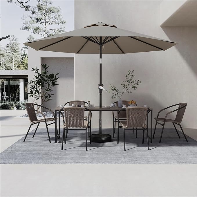 AreShark 9 FT Patio Umbrella for Outdoor, Outdoor Umbrella with Push Button Tilt and Crank, Outdoor Patio Umbrellas with 8 Sturdy Ribs for Market, Garden, Deck, Backyard, Pool (Mist Gray) - Image 6