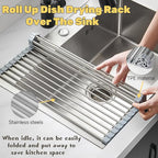Roll Up Dish Drying Rack, 19.7" x 15.8" Over The Sink Dish Drying Rack - Image 6