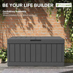 Patiowell 82 Gallon Resin Deck Box, Waterproof Large Wood Look Storage Box for Patio Furniture, Pool Accessories, Garden Tools and Sports Equipment, Lockable, Black - Image 8