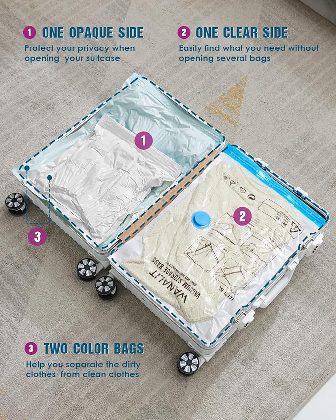 Vacuum Storage Bags for Travel, 24 Pack Vacuum Seal Bags - Image 5