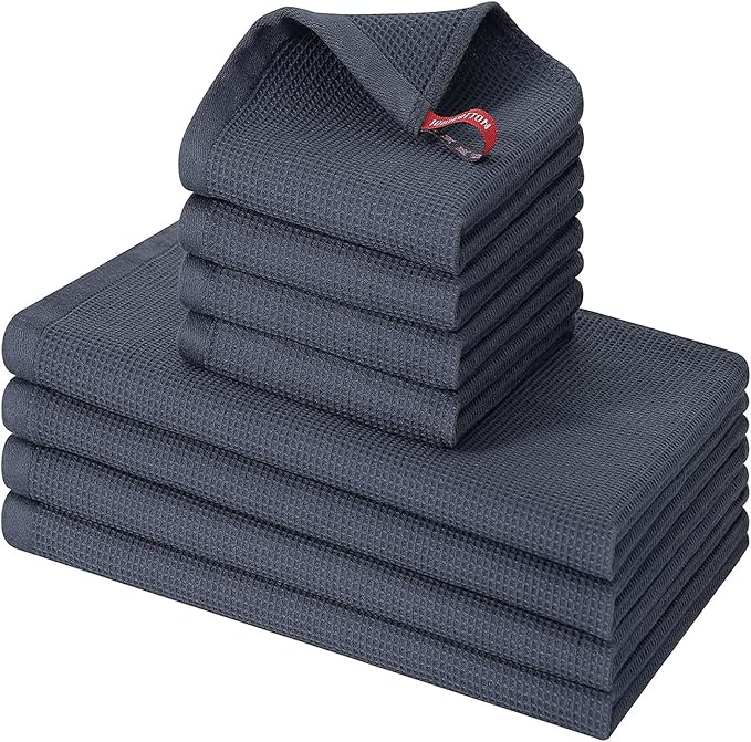 Homaxy 100% Cotton Kitchen Towels and Dishcloths Set by Homaxy