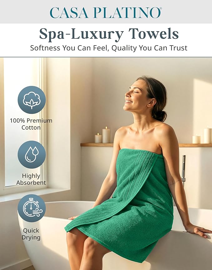 Casa Platino 100% Mercerized Cotton Bathroom Towel Set - Image 2