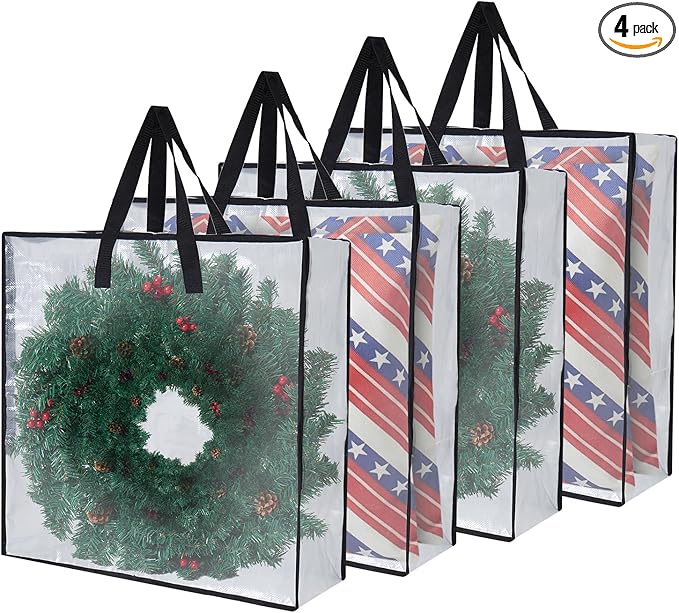 Heavy-Duty Clear Wreath Storage Bag & Sturdy Moving Box Alternative – 26 Inch by Unknown