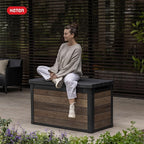 Keter Walnut 100 Gallon Resin Deck Box-Organization and Storage for Patio Furniture Outdoor Cushions, Throw Pillows, Garden Tools and Pool Toys - Image 10