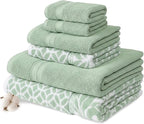 Modern Threads Trefoil Filigree 6-Piece 100% Cotton Towel Set – Reversible Yarn by ModernThreads