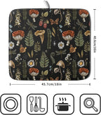 Mushroom Fern Leaves Berry Dish Drying Pad 16 x 18 Inch - Image 2