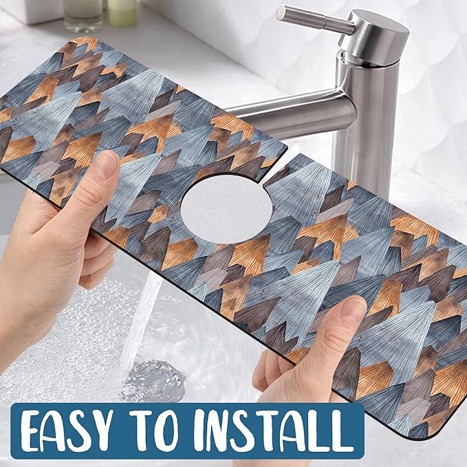 Abstract Mountain Sink Faucet Absorbing Mat Mountain Landscape Super Absorbent - Image 5