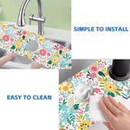Colorful Floral Leaves Berries Kitchen Sink Splash Guard Mat Absorbent Fast - Image 5