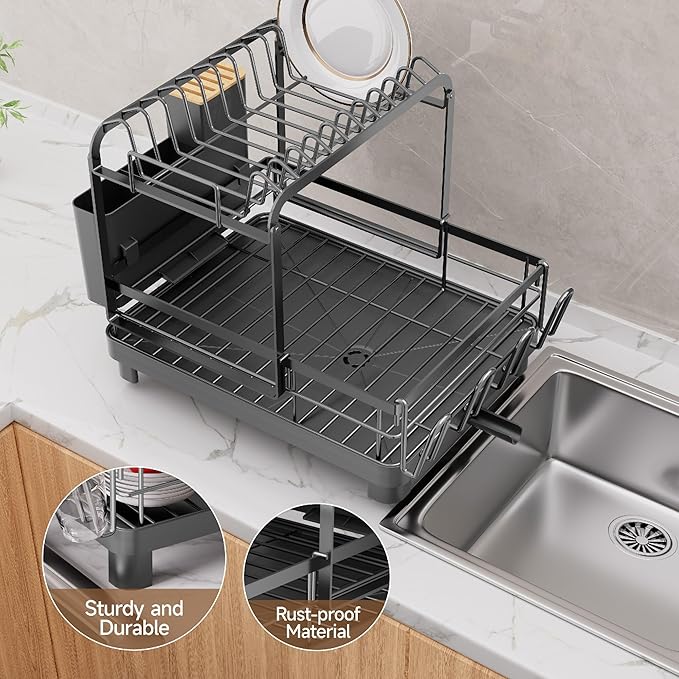 Runnatal 2-Tier Dish Drying Rack, Large Dish Rack - Image 7