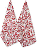 DII Cotton Dish Towel Set Damask Print, Tango Red by DII