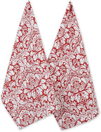 DII Cotton Dish Towel Set Damask Print, Tango Red by DII