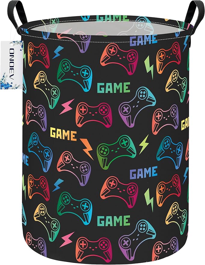Round Foldable Handle Storage Basket toys Organization Bin Versatile Clothes by ONOEV