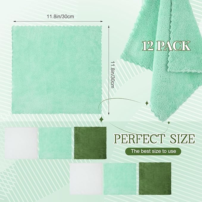 Syhood 12 Pieces Face Wash Cloth 12 x 12 in Makeup Remover Cloths Towel Coral - Image 5