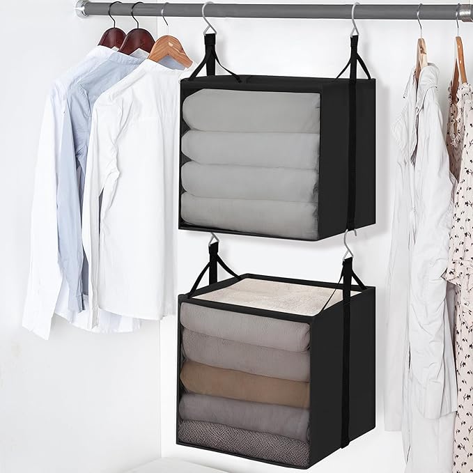 STORAGE MANIAC 2-Shelf Hanging Closet Organizer, Cloth Hanging Closet Shelf - Image 6