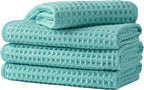 Microfiber Waffle Face Towels, 4 Pieces, Fast Drying, Lint Free 430 GSM by Unknown