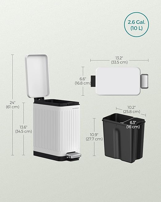 SONGMICS Bathroom Trash Can, 2.6-Gallon Trash Bin - Image 7