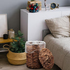 Ctosree 2 Pcs Wicker Trash Can Basket Woven Waste Basket - Image 5