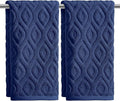 Artoid Mode 2 Pcs Navy Blue 3D Diamond Grid Jacquard Hand Towels by ArtoidMode