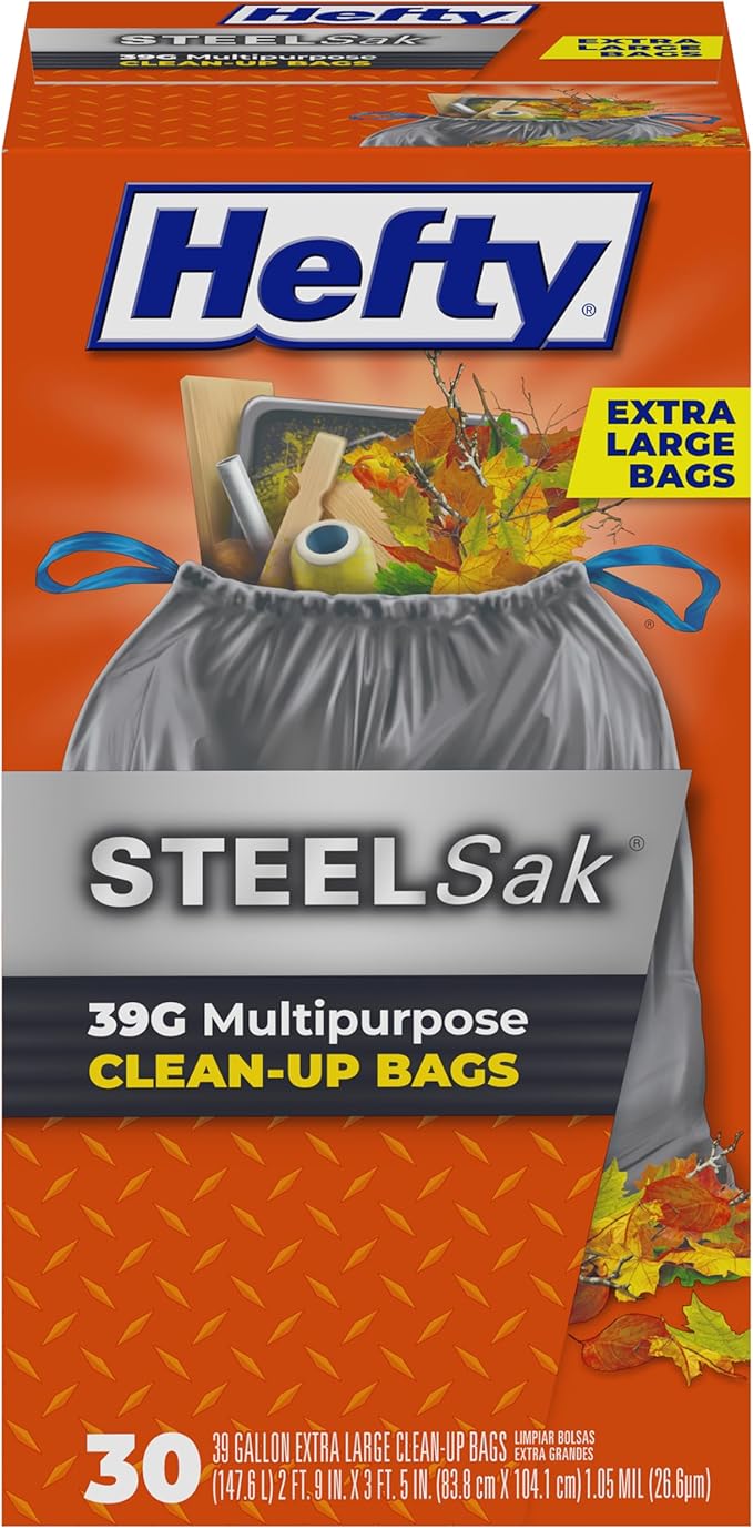 Hefty Steelsak Heavy Duty Large Trash Bags, 39 Gallon by Hefty