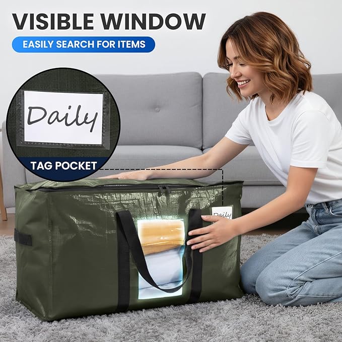 TAILI 4 Pack Green Extra Large Storage Bags, Heavy Duty Totes - Image 5