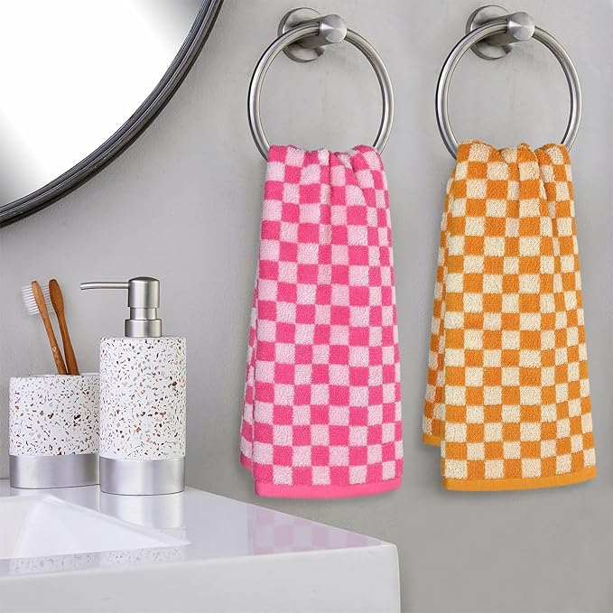 Jacquotha Hand Towels 4 Pack, Cotton Decorative Bathroom Hand Towel & Checkered - Image 4