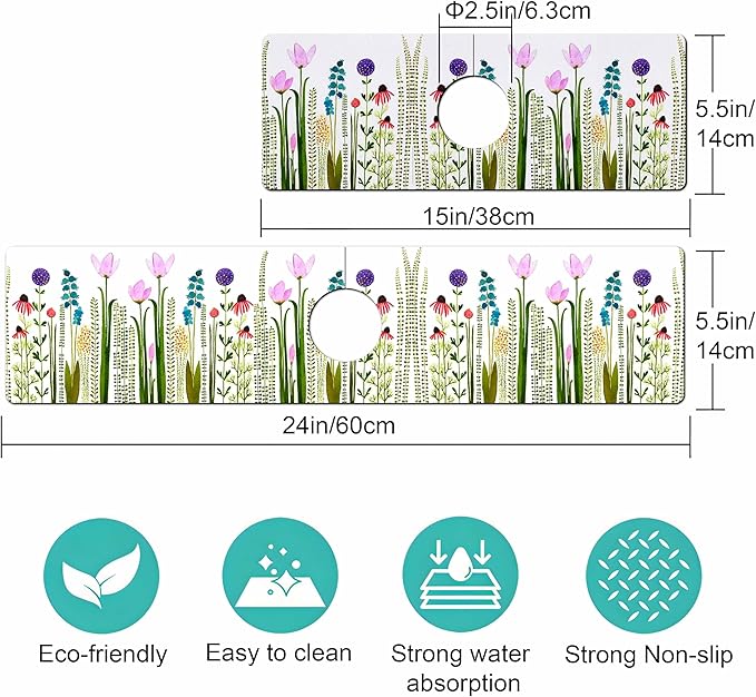 Kitchen Sink Splash Guard Faucet Mat -1 PC Super Absorbent Fast Drying Mat Sink - Image 3