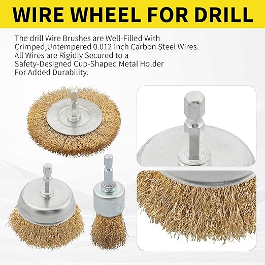 30 Pack Wire Brush Wheel for Drill, Brass Wire Brush for Drill, 1/4 Inch Hex - Image 4