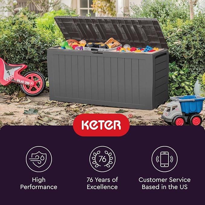 Keter Marvel Plus 71 Gallon Resin Outdoor Storage Box for Patio, Balcony & Garden – Weather‑Resistant Deck Box for Cushions, Pillows, Pool Floats & Tools, Light Grey - Image 11