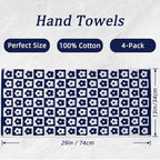 Jacquotha Cotton Hand Towels Navy Checkered Floral - Image 4