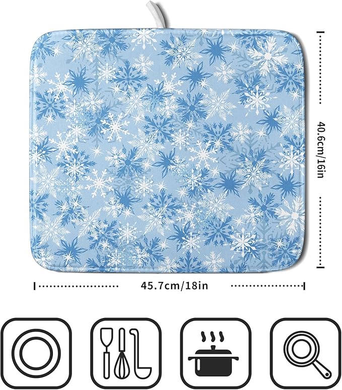 Winter Snowflake Dish Drying Mat - Image 2