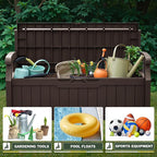 Flamaker 80 Gallon Storage Bench Outdoor Indoor, Durable All-Weather Seating with Hidden Storage, Lockable Deck Box for Garden, Patio, Poolside (Brown) - Image 5