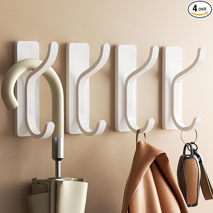 niffgaff Wall Hooks for Coat and Towel: 13lb Adhesive Door Hanger Stick On by niffgaff