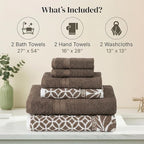 Modern Threads Trefoil Filigree 6-Piece 100% Cotton Towel Set – Reversible Yarn - Image 3