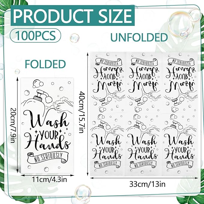 100 Pcs Disposable Hand Towels for Bathroom Paper Towels for Guests 3 Ply Wash - Image 2