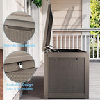 310 Gallon Lockable Outdoor Storage Box – Waterproof Resin Deck Box for Patio Furniture, Garden Tools, Pool Accessories (Gray) - Image 6