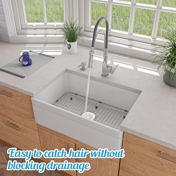 2Pcs 5.4 Inch Square Drain Cover TPR Hair Drain Catcher Flat Silicone Floor - Image 5