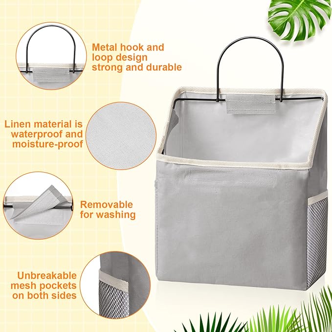 Chumia 6 Pack Wall Hanging Storage Basket Bathroom Closet Hanging Storage Bag - Image 4