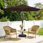 MEWAY 9ft Patio Umbrella Outdoor Table Umbrellas with Push Button Tilt and Crank, Market Umbrella 8 Sturdy Ribs for Deck, Garden, Pool and Backyard, Brown - Image 2