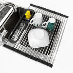 Roll Up Dish Drying Rack Over The Sink, 304 Stainless Stee Dish Drainer by Dolreiik