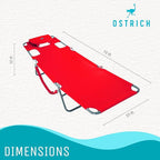 Ostrich The Original Chaise 72 x 22 Inch Lounge Portable Reclining Lounger, Outdoor Patio, Beach, Lawn, Camping, or Pool Tanning Chair, Red - Image 3