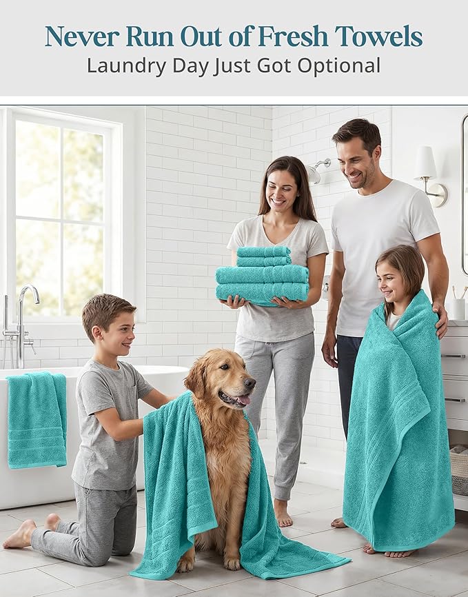 24-Piece Towels for Bathroom – 100% Cotton Towel sets, 2 Bath Sheets, 2 Bath - Image 4