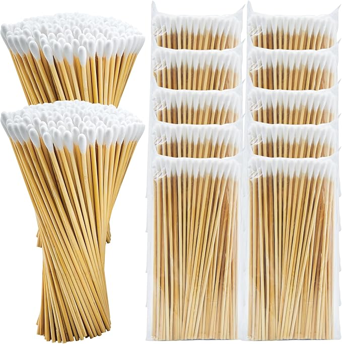 500/1000 Count 6'' Long Round/Pointed Cotton Swabs Durable Stem, Lint- Free Gun by GUNTECHKIT