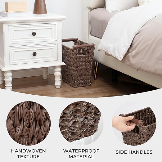 GRANNY SAYS Woven Trash Basket, Wicker Bathroom Trash Can - Image 3